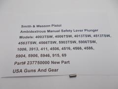 S&W Ambidextrous Safety Lever Plunger 237750000 - Model 915, 411, 4003TSW