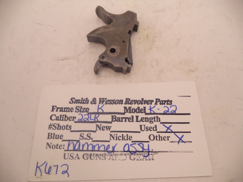 K672 Smith & Wesson Used K Frame Model K-22 22LR Hammer Assembly Rimfire